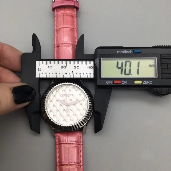 Invicta Angel Watch 40mm Silver Tone Crystals 25744 Pink Leather New Battery - Picture 12 of 15